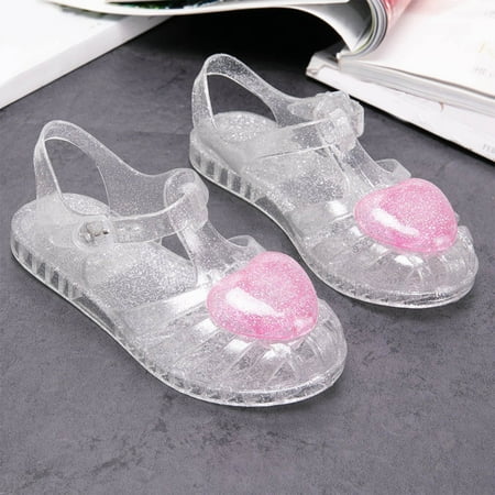 AUNVITO Kids Shoes Fashion Girls  Sandals Roman Shoes Soft Soled Jelly Princess Shoes Breathable Hollow Roman Beach Shoes Sandals