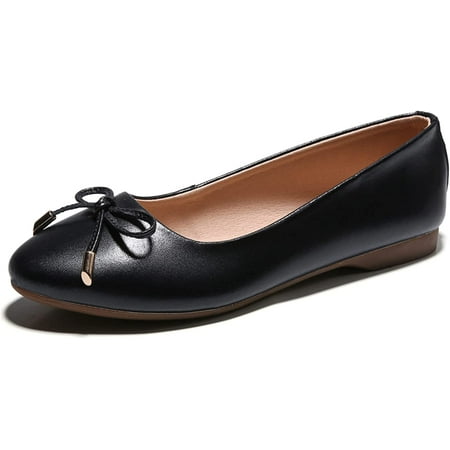 

Women Shoes Soft Slip-on Ballet Flats Classic Round Toe Bow Casual Leather Loafers