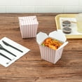 thumbnail image 4 of Bio Tek 26 oz Square Pink and White Stripe Paper Noodle Take Out Container - 4" x 3 1/2" x 4" - 200 count box, 4 of 11