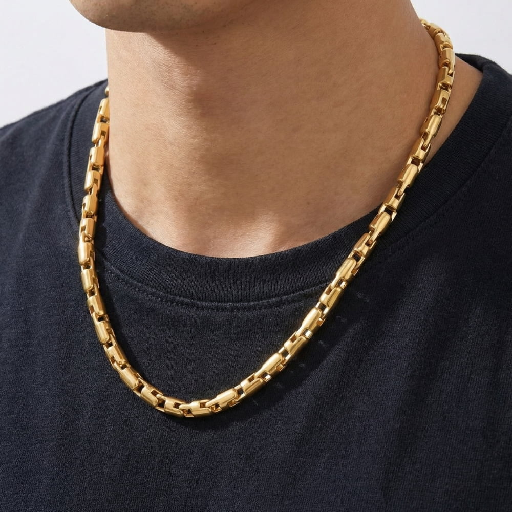 Pompeii Men's 14k Gold (95gram) or Platinum (157gram) 5.5mm Link Byzantine Chain Necklace