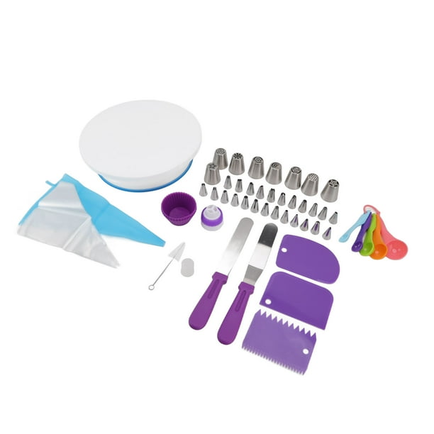Kit de Herramientas de decoración de pasteles, Juego de plataformas de torta reutilizable Bolsita de Silicona múltiples patrones de pastel giratorio para suavizar