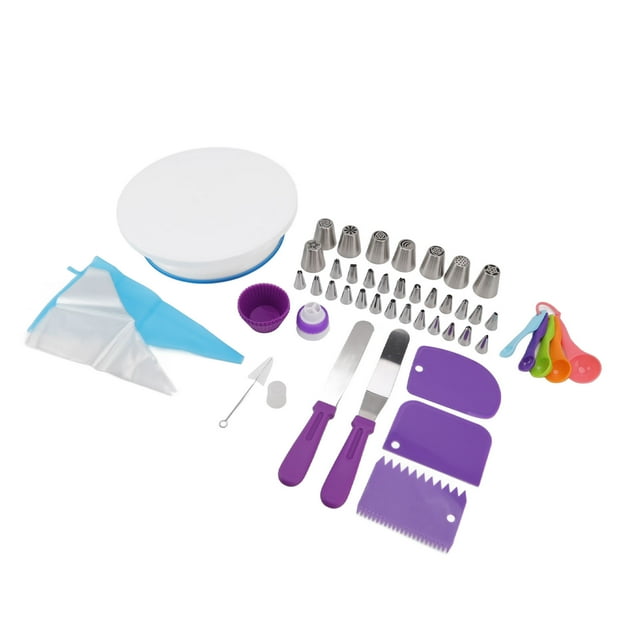 Kit de Herramientas de decoración de pasteles, Juego de plataformas de torta reutilizable Bolsita de Silicona múltiples patrones de pastel giratorio para suavizar