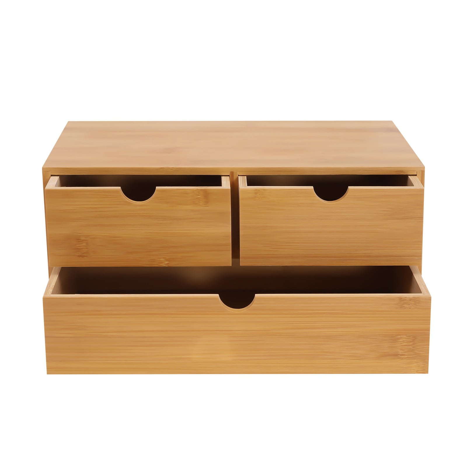 Natural Bamboo Desk Organizer with 3 Drawers - No-Assembly Desktop Storage for Home & Office