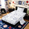 thumbnail image 2 of meiyoeat Sport Basketball Twin Sheets 3pcs,Ball Game Bedding,White Navy,1 Flat Sheet, 1 Fitted Sheet and 1 Pillowcase, 2 of 6