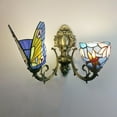 thumbnail image 3 of Artistic Style Wall Sconce, Butterfly Stained Glass Bedside Wall Lamp for Living Room Bedroom Bathroom Hallway Decorative ,9, 3 of 4