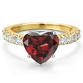thumbnail image 3 of Gem Stone King 14K Two Tone Gold Red Garnet and Lab Grown Diamond Engagement Ring for Women | 4.65 Cttw | Heart Shape 10MM | Gemstone January Birthstone | Size 5, 3 of 6