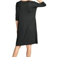 thumbnail image 4 of 3/4 Sleeve Solid Loose Fit Knee Length Dress, 1XL, Black, 4 of 4