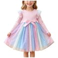 thumbnail image 2 of RFQWOVSR Girls Long Sleeve Gradient Mesh Princess Dress Fall Birthday Gown 6-12 Months, 2 of 7