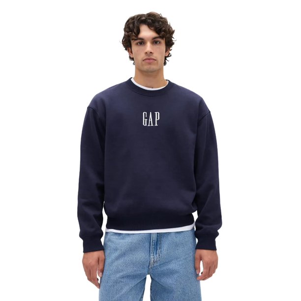 Sudadera GAP para Hombre con Logo, Cuello Redondo, Forro Polar, Azul Marino, XXL