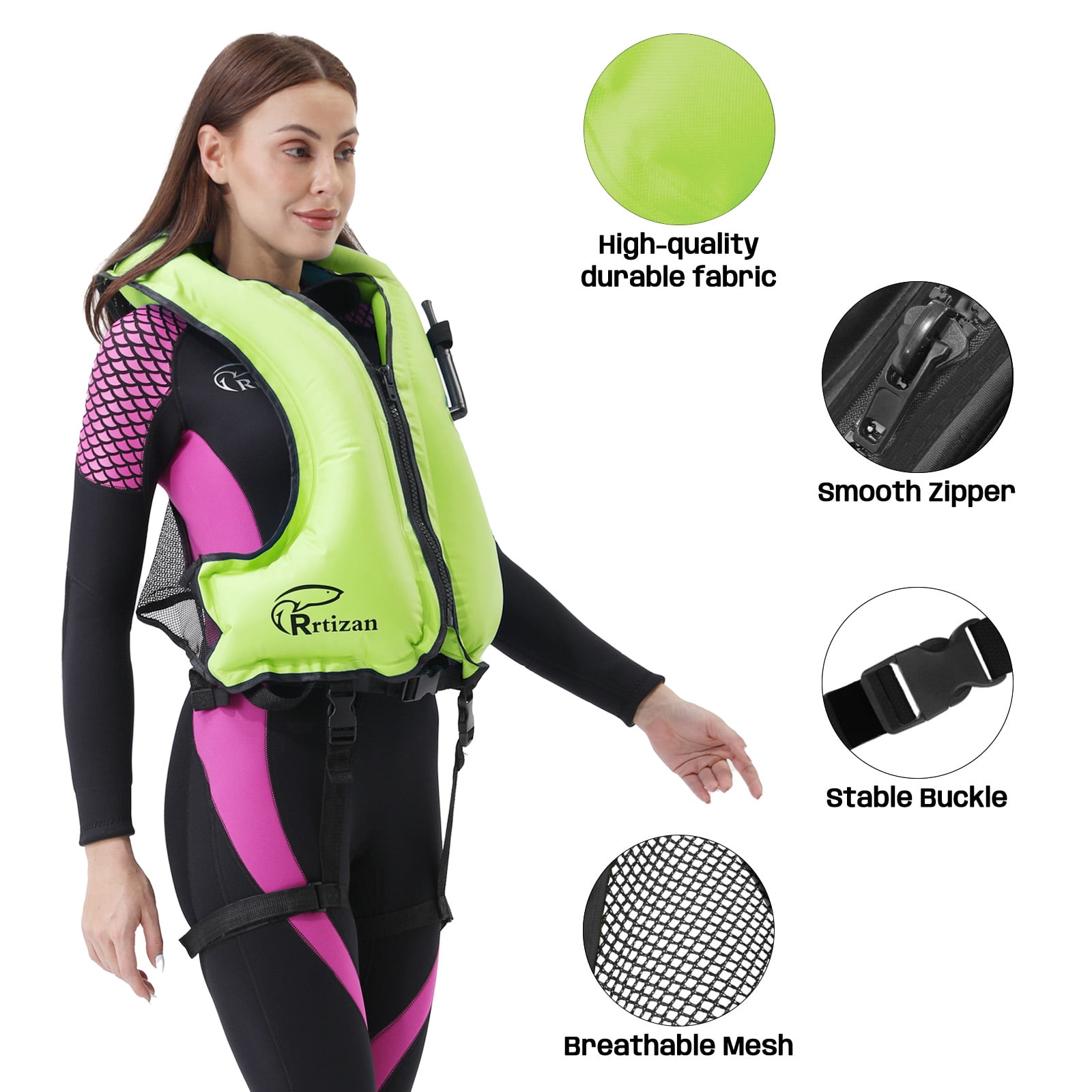 Adult Buoyancy Vest Life Jacket , High Buoyancy, Adjustable Straps, Lightweight Comfortable Quick-Drying Unisex for Boating Fishing Kayaking Swimming Water Sports, Orange