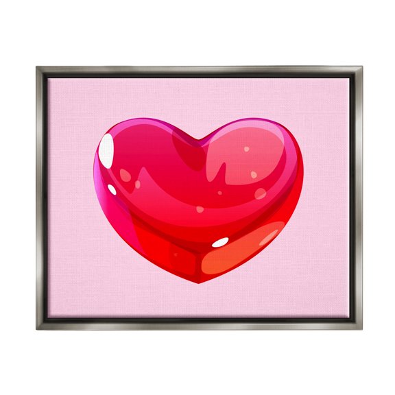 Stupell Industries Red Gummy Heart Food & Beverage Painting Gray Floater Framed Canvas Art Print Wall Art, 31 x 25