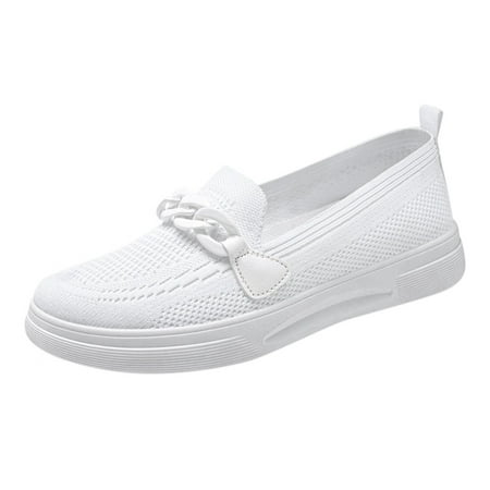 

Casual Shoes for Women Women Breathable Lace Up Shoes Flats Casual Shoes Unisex Lightweight Work Shoes Sporty Breathable Slip Work Trainers Women Casual Shoes Pu White 40