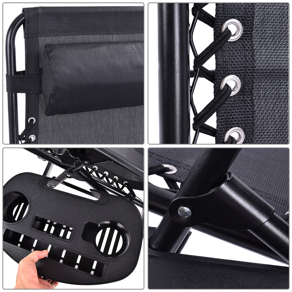 Topbuy 2PC Zero Gravity Chair Adjustable Recliners Textiliene Black - image 2 of 6
