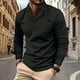 thumbnail image 1 of pstuiky manga larga para hombre, Camisa informal de manga larga con solapa para hombre camisetas de hombre l, 1 of 5