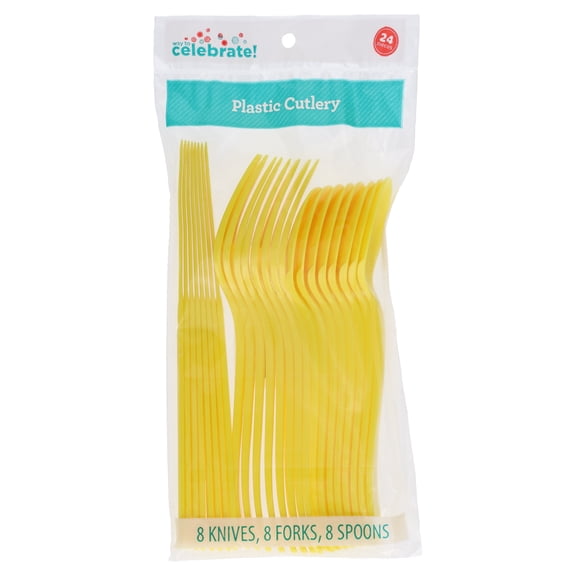 Plastic Disposable Cutlery Set, Sunray, 24 Pieces, by Way To Celebrate