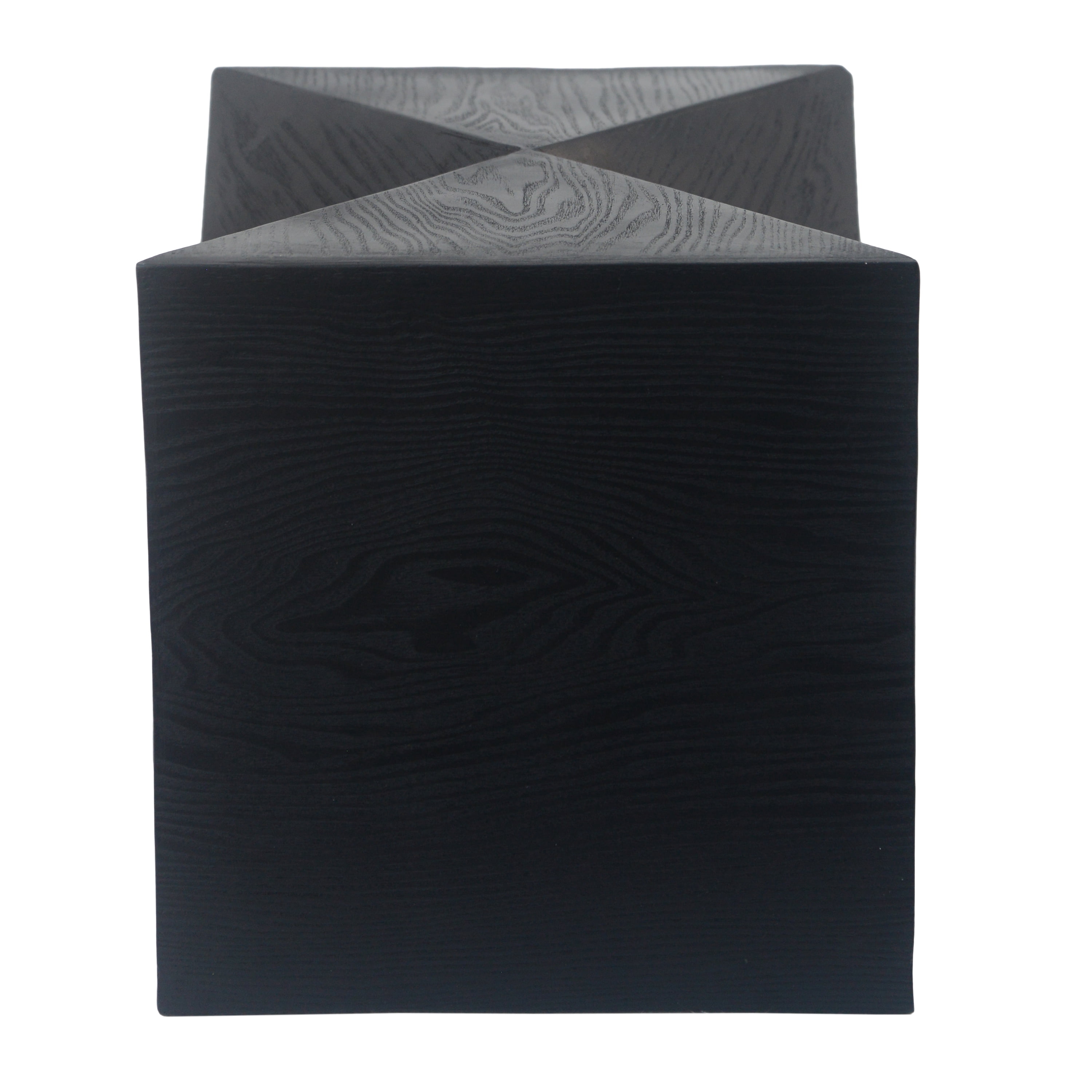 Prismatic Side Table, 14.25 Inch Black Concrete Table with Wood Grain Texture for Patio Garden, Black