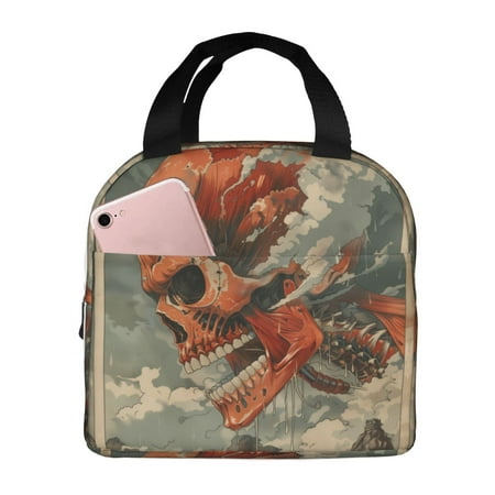 Insulated Lunch Bag for Women Men - Gigantic Skull In Clouds Leakproof Cooler Lunch Box for Women Men  Lunch Tote Bags for Work School Picnic Travel