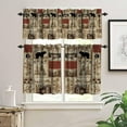 thumbnail image 2 of Rustic Moose Deer Curtain Set, Vintage Cottage Country Style Pine Tree Elk Window Valances and Tier Set for Kitchen Living Room Café Décor, 2 of 4
