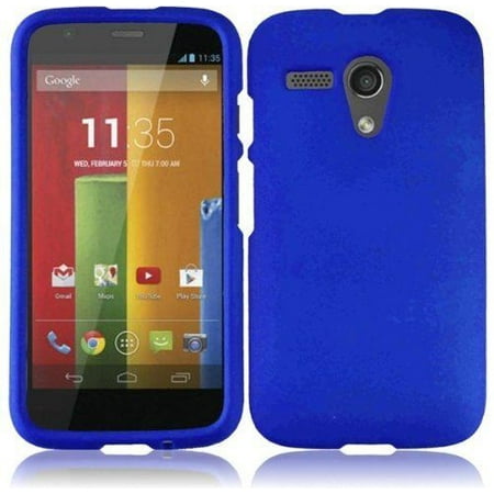 Rubberized Blue Snap - For Motorola Moto G Rubberized HARD Protector Case Snap On Phone Cover - Blue