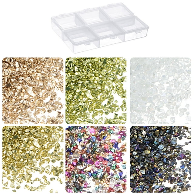 Unique Bargains 33g Crushed Glass Chips 6 Colors 1-3mm, Bright Color Series