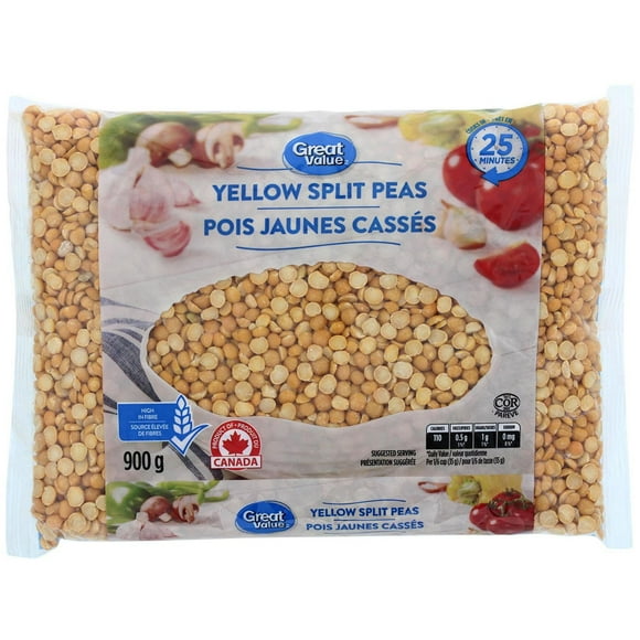 Great Value Yellow Split Peas, 900 g