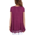 thumbnail image 4 of JWD Women's Tops Short Sleeve Lace Trim O-Neck A Line Tunic Blouse VG Rose Red-XX-Large, 4 of 5