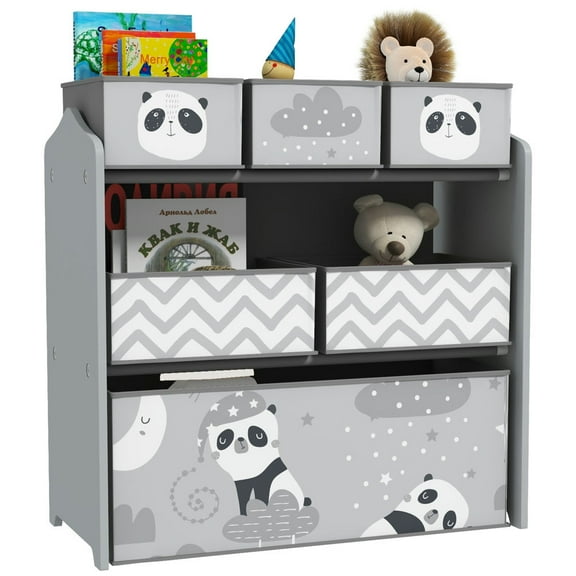 Canddidliike Toy Organizer with 6 Storage Bins, Versatile Storage, Children Storage Unit for Bedroom, Children Room, Gray