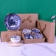 thumbnail image 4 of Juego de vajilla de cerámica para regalo, cuenco y cuchara con caja de regalo, porcelana azul y blanca de color esmaltado, regalo de apertura, 4 of 4