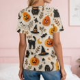 thumbnail image 4 of Halloween Shirt Womens Patterns Halloween Party T Shirt V Neck Short Sleeve Beige 3XL, 4 of 7