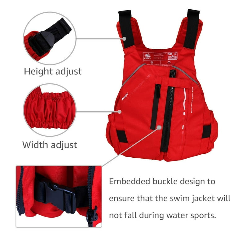Zeraty Life Jacket for Adult,Float Buoyancy Aid Swim Vest for Swimming,  Snorkeling, Kayaking Sailing,Red 