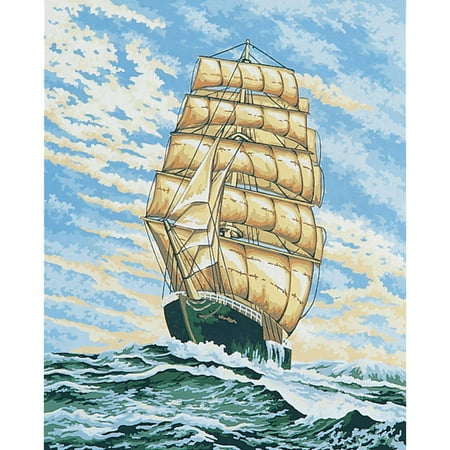 Collection D'Art Needlepoint Printed Tapestry Canvas, 60cm x 50cm, Under Full Sail