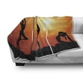thumbnail image 3 of Yoga Soft Flannel Fleece Throw Blanket, Group of Healthy Woman Practice Yoga at Sunset Outdoors Body Stretching, Cozy Plush for Indoor and Outdoor Use, 70" x 90", Black Orange Yellow, by Ambesonne, 3 of 6