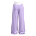 thumbnail image 5 of Falkdiz Girls Loose Sweatpants Outdoor Wide Leg Pockets Solid Color Open Bottom Relaxed fit Casual Elastic Waist Pants for Girls Pantalones , Purple , Size: 5-6 Years, 5 of 8