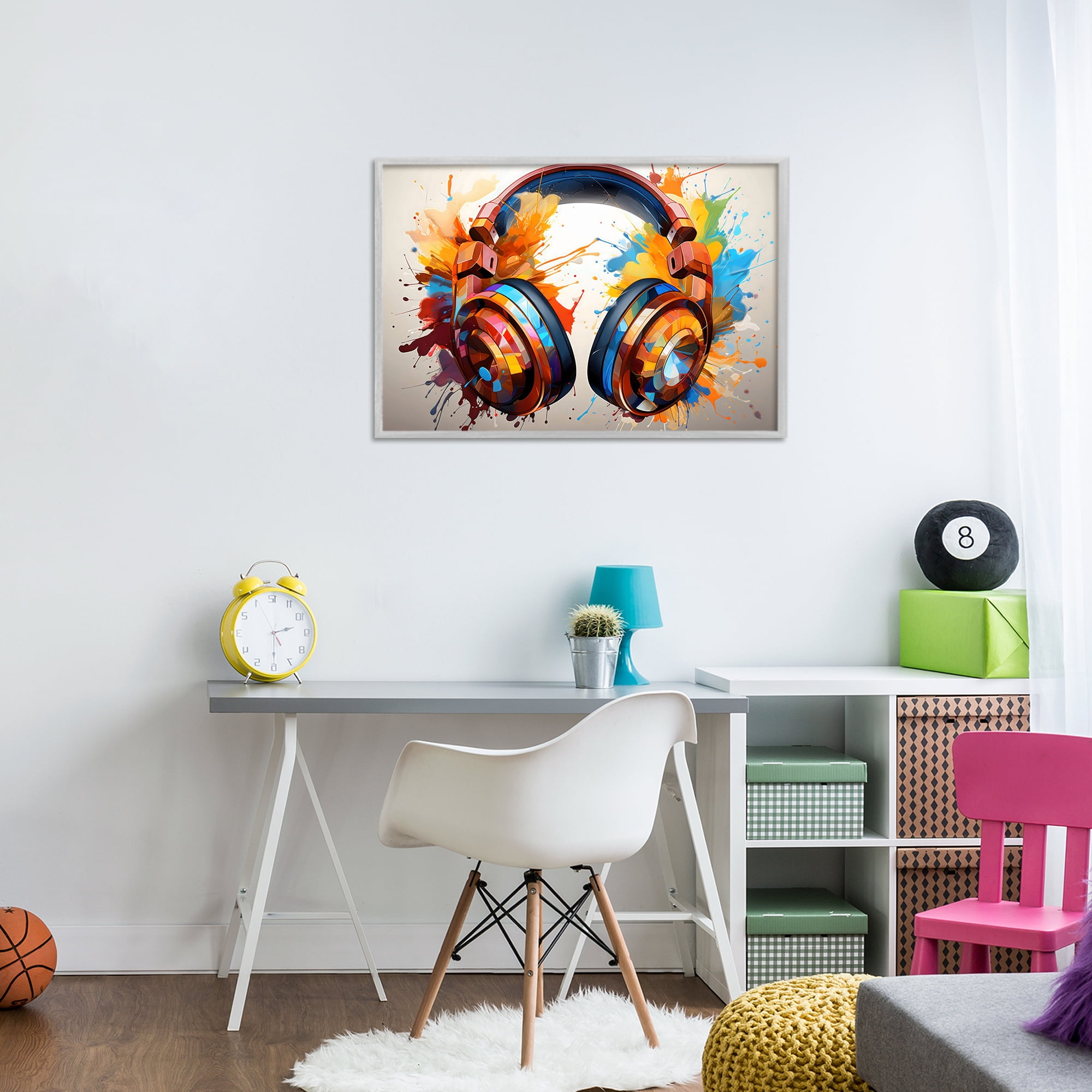 Stupell Industries Music In Color Splatter Gray Framed Giclee Art, design by Creative Studio