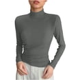 thumbnail image 5 of Sexlip Womens Turtleneck Blouse Long Sleeve Ruched Detail Design Soft Fabric Slim Silhouette for Evening Occasions Green XXL, 5 of 7