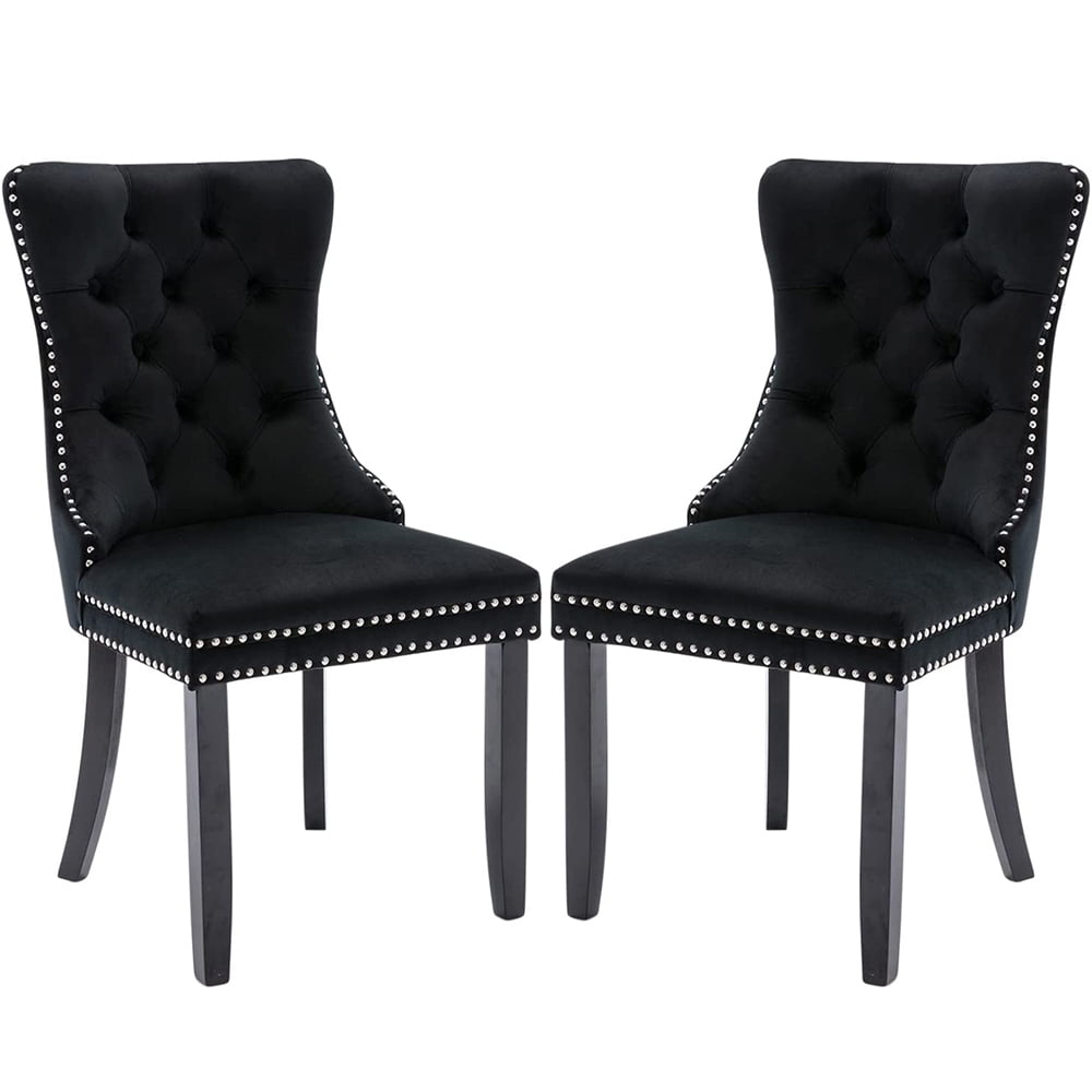 CJC Dining Chairs Set of 2, Velvet Accent Chairs Button Tufted Bar