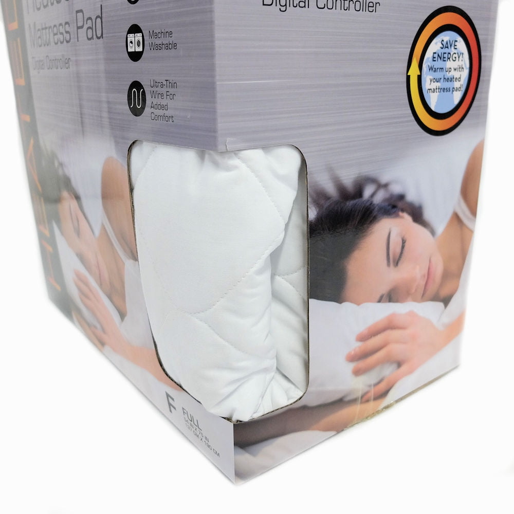 Biddeford Deluxe Quilted Heated Mattress Pad Full, White - Walmart.com