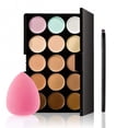 thumbnail image 1 of Paleta de correctores Paleta de maquillaje de 15 colores Paleta de contorno de camuflaje facial con esponja ovalada y brocha de maquillaje Crema de maquillaje de belleza, 1 of 2