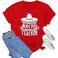 thumbnail image 4 of T-shirts pour Femmes Col Rond Manches Courtes T-Shirt Été Carnaval Mexicain Chemises de Vacances Femmes Rouge m, 4 of 4