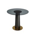 thumbnail image 4 of Miekor Furniture Modern Round Negotiation Table - 85cm Tempered Glass Top, Black Wooden Legs with Golden Metal Base(Only the Negotiation Table) MK8734, 4 of 12