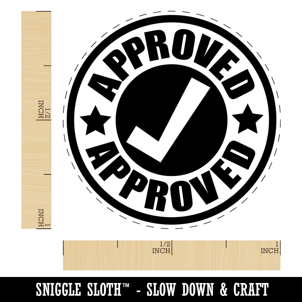 Approved Check Mark Self-Inking Rubber Stamp Ink Stamper - Black Ink - Large 1-1/2 Inch
