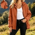 thumbnail image 5 of Htigea Fall Jackets for Women Full Zip Up Hooded Coat Lightweight Outdoor Active Jacket with Pockets Orange XL, 5 of 7