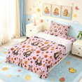 thumbnail image 3 of Manfei Cute Rustic Bear Twin Sheets, Waterclor Fall Leaves Bedding, Pink, 3 Pieces, 1 Flat Sheet, 1 Fitted Sheet and 1 Pillowcase, 3 of 6