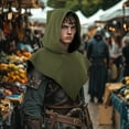 thumbnail image 5 of Medieval Viking Hooded Cowl Cape Triangle Cloak, Pointed Hem Adult Halloween Cosplay Costume, 5 of 7