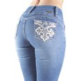 thumbnail image 3 of Fashion2Love Women's Juniors Colombian Design Butt Lift Push Up Mid Waist Boot Leg Jeans, 3 of 9