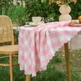 thumbnail image 6 of Pink Gingham Round Tablecloth-Checkered Table Cloth Waterproof Kitchen & Table Linens-Polyester Buffalo Plaid Wrinkle Free Table Cover(Baby Pink ), 6 of 7