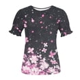thumbnail image 4 of Xuyuer Women's Fashion Spring And Summer Clothing Polka Printed Base T-shirt Lace Sleeves Short Sleeves Round Neck Top/shirt, 4 of 6