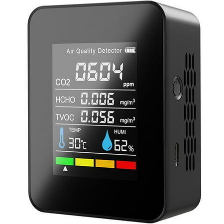 

Pcapzz Air Quality Monitor Carbon Dioxide Detector Digital Temperature Humidity Tester Sensor Real Time Reading CO2 Meter with Alarm for Grow Tents Wine Cellars Cars Indoor