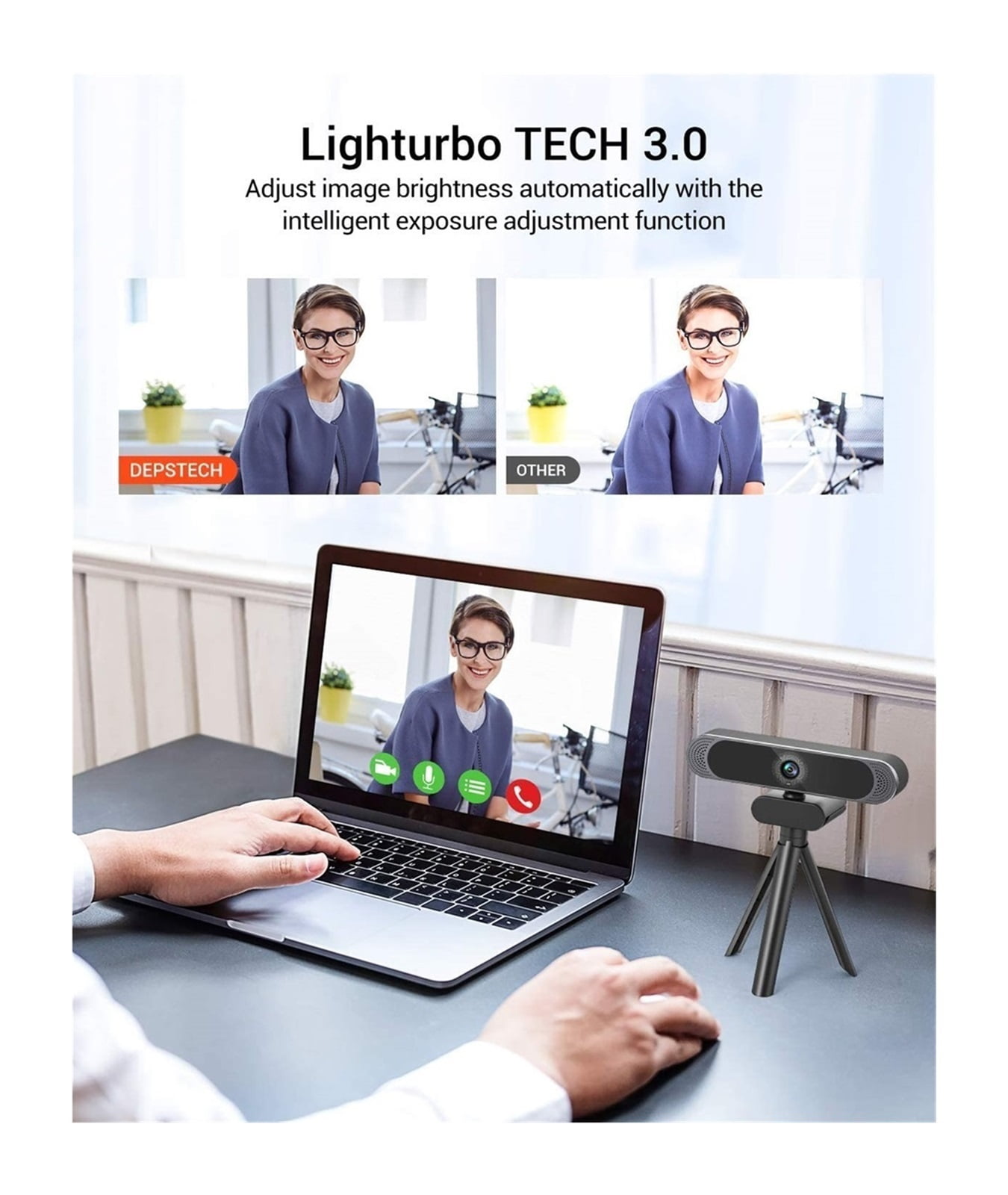 4K 8MP HD Webcam With Noise-Canceling Microphone/ Privacy Cover/ Tripod Play USB Web Camera For Meeting Video ,HD Video