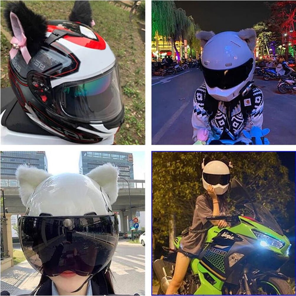 Motorcycle Helmet Plush Ears 2Pcs Plush Cat Ears Cute Helmet